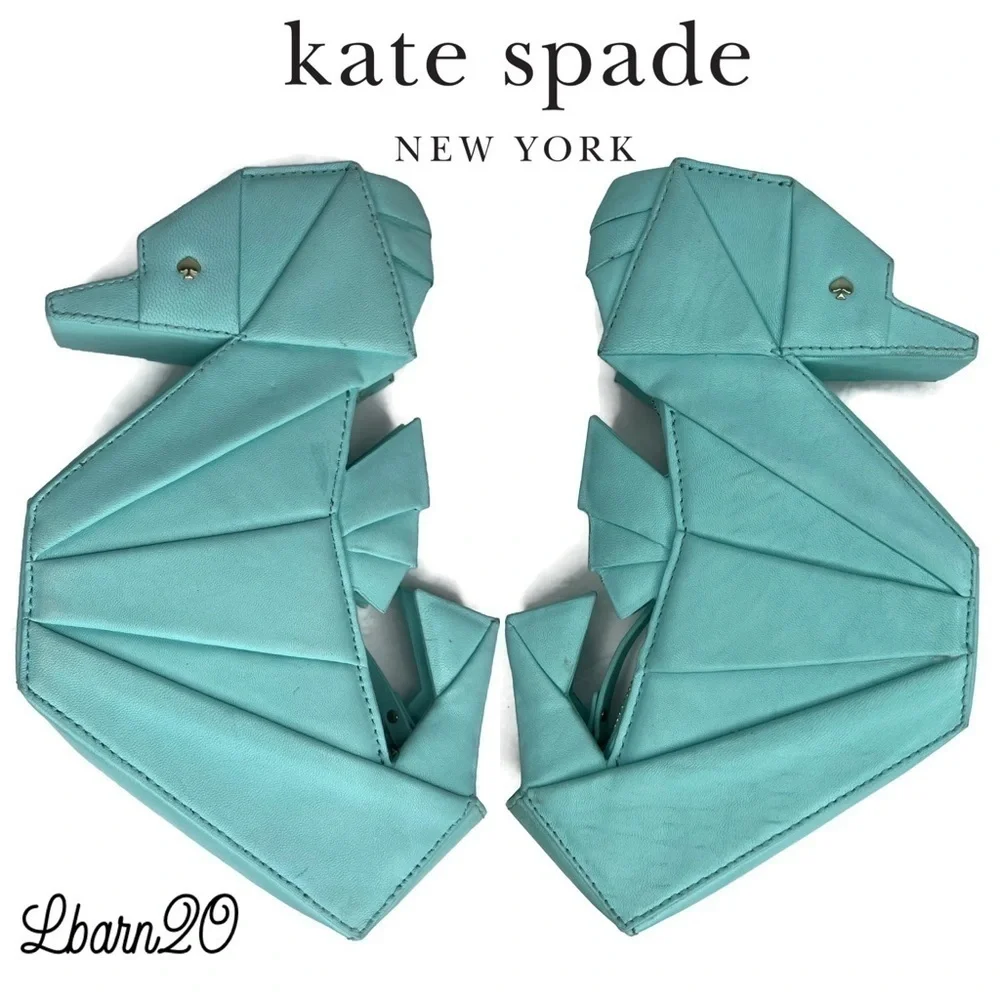 Kate Spade Seahorse Origami Bag Breathe of Fresh Air RARE Atoll Tiffany Blue
